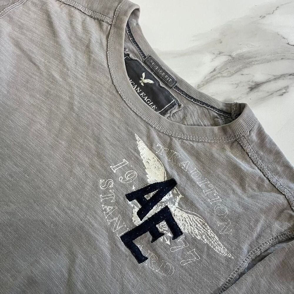 American-eagle Men's Grey and Brown T-shirt